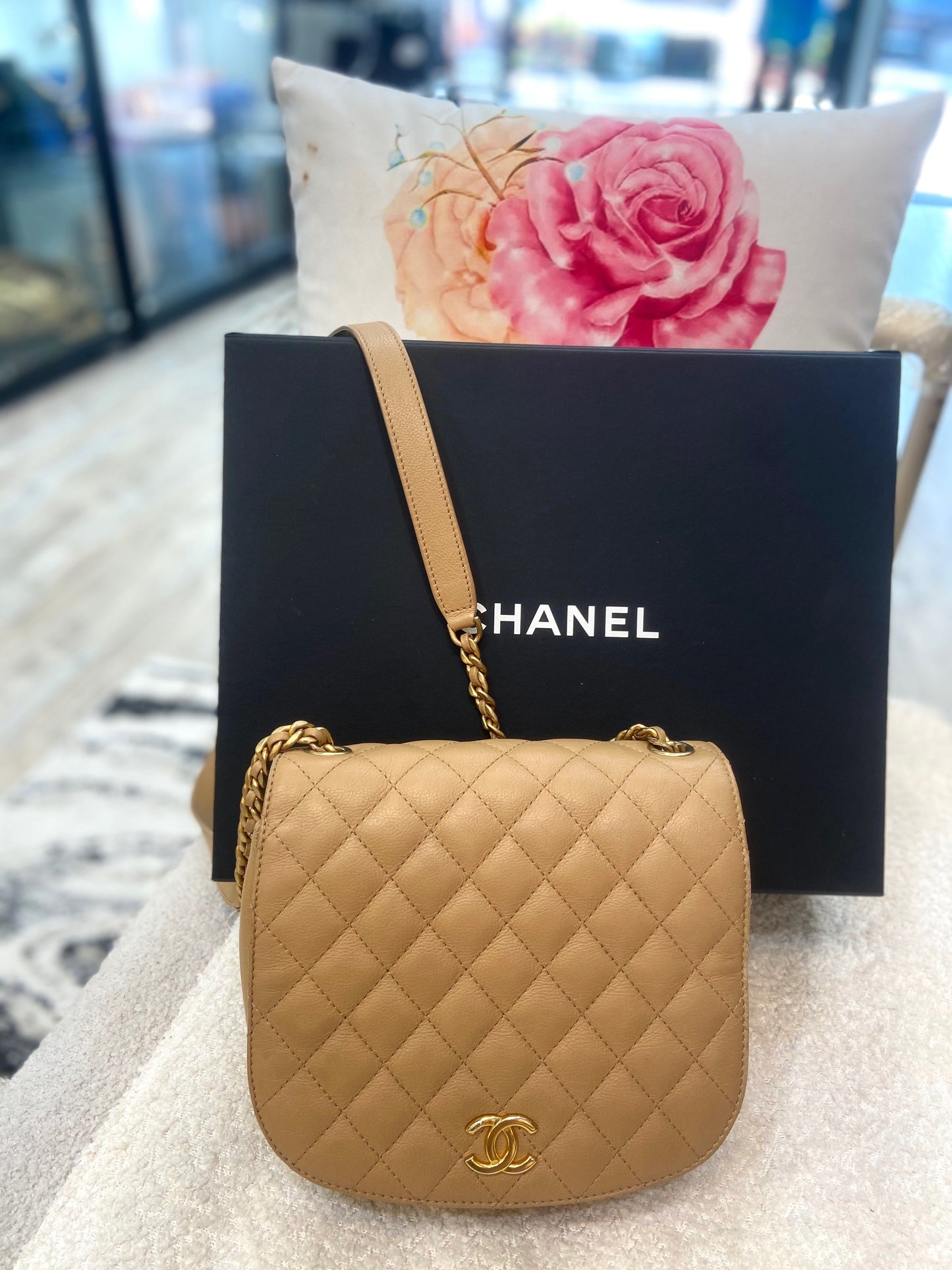 Chanel Flap Quilted Calfskin Leather Shoulder Bag