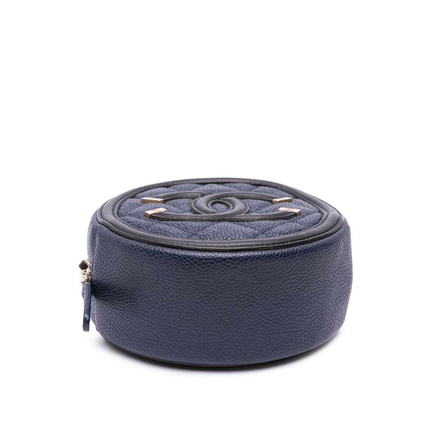 Chanel Caviar Cc Filigree Round Crossbody Bag