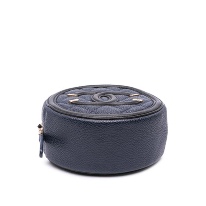 Chanel Caviar Cc Filigree Round Crossbody Bag