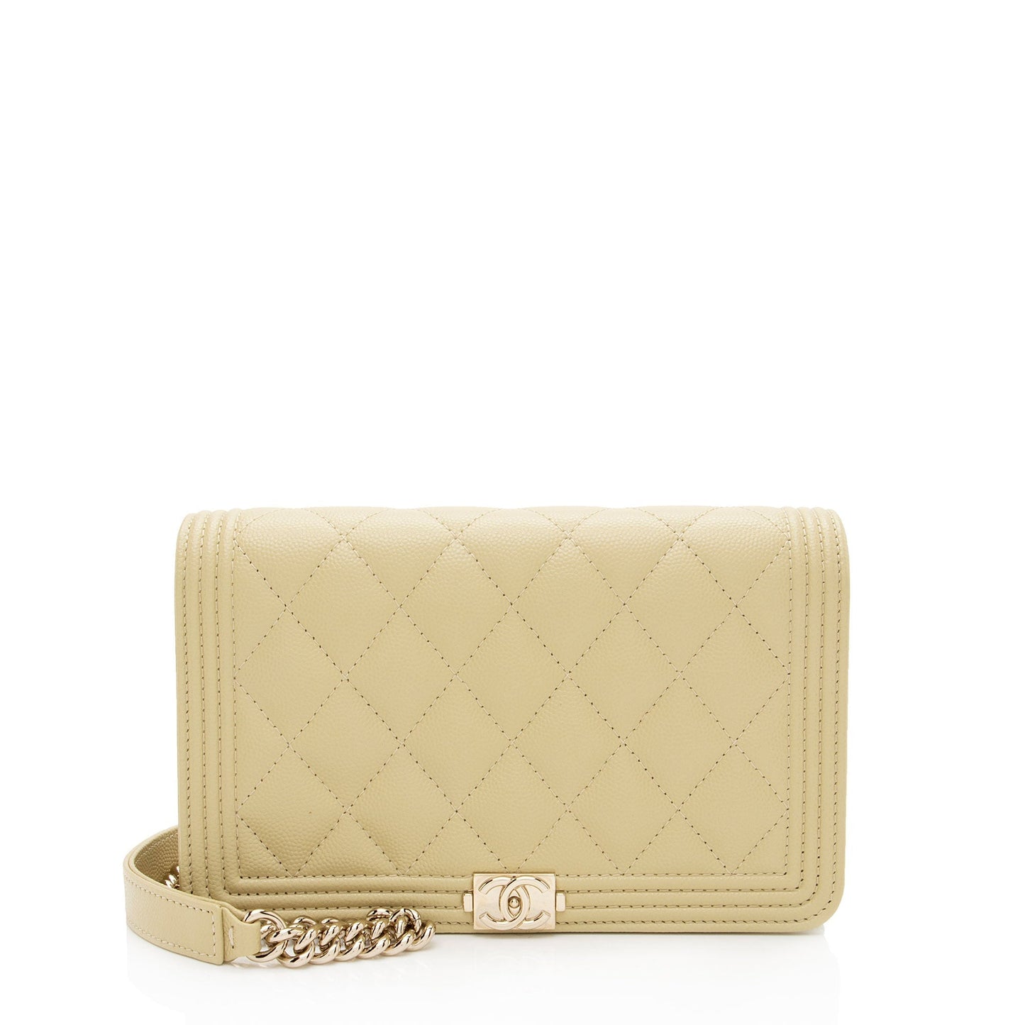 Chanel Caviar Leather Boy Wallet On Chain