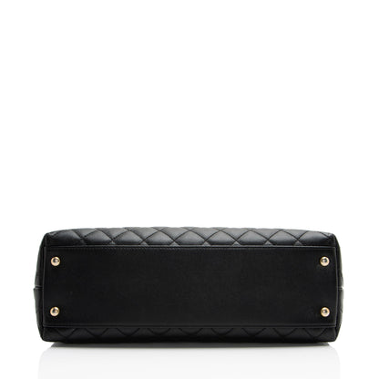 Chanel Caviar Leather Coco Top Handle Medium Flap Bag