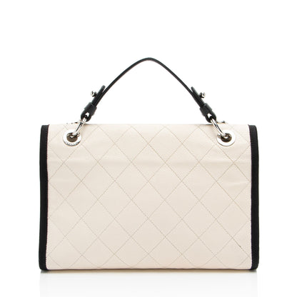 Chanel Caviar Leather Grosgrain Cc Top Handle
