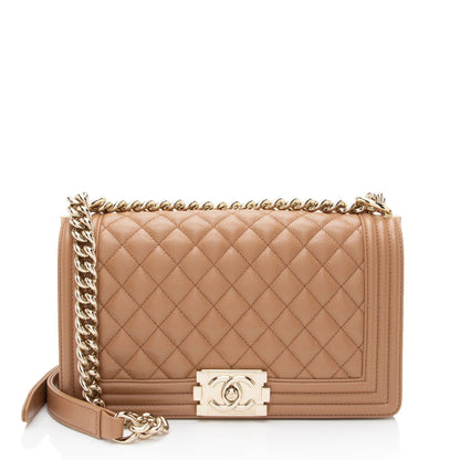 Chanel Boy Bag Caviar Gold Shoulder Bag Style 2