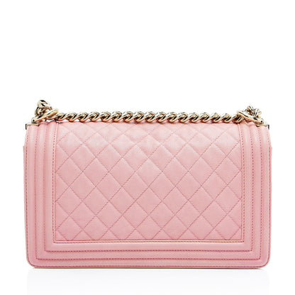Chanel Boy Bag Caviar Gold Shoulder Bag Caviar