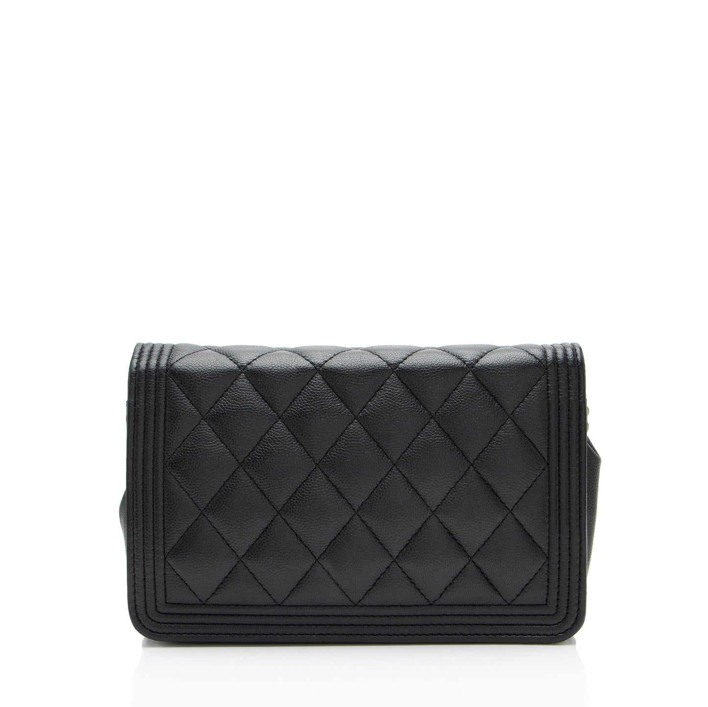 Chanel Caviar Leather So Black Boy Wallet On Chain