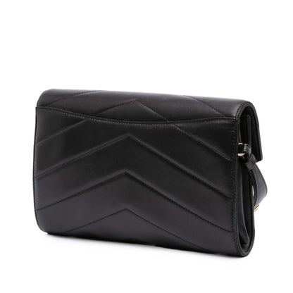 Chanel Chevron Lambskin Cc Medallion Button Flap Clutch