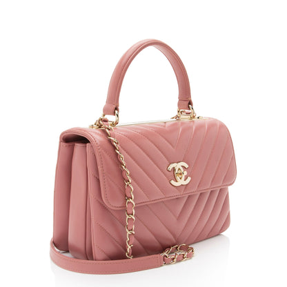Chanel Chevron Lambskin Trendy Cc Small Top Handle