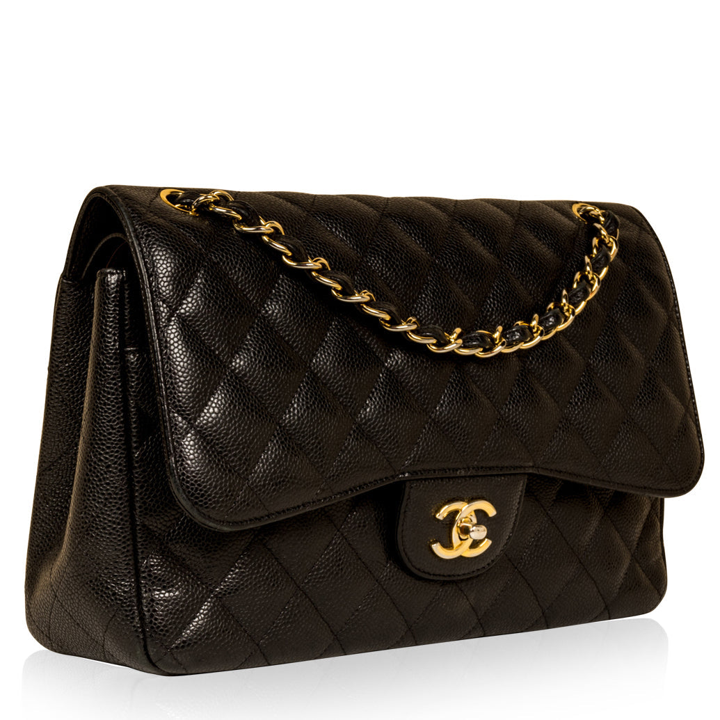 Chanel Classic Flap Caviar Black Shoulder Bag Style 34