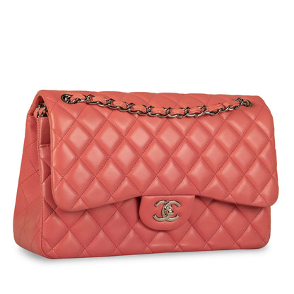Chanel Classic Flap Lambskin Silver Shoulder Bag Style 8