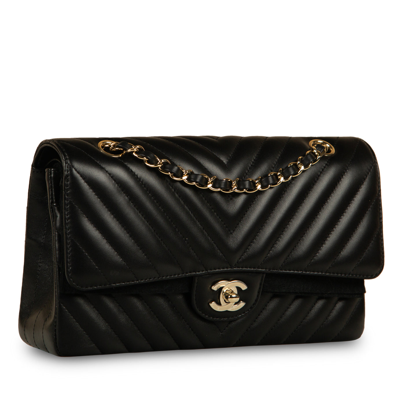 Chanel Classic Flap Lambskin Black Shoulder Bag Style 118