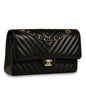 Chanel Classic Flap Lambskin Black Shoulder Bag Style 118