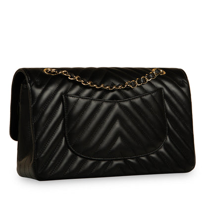 Chanel Classic Flap Lambskin Black Shoulder Bag Style 118