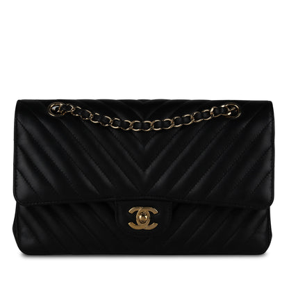 Chanel Classic Flap Lambskin Black Shoulder Bag Style 117