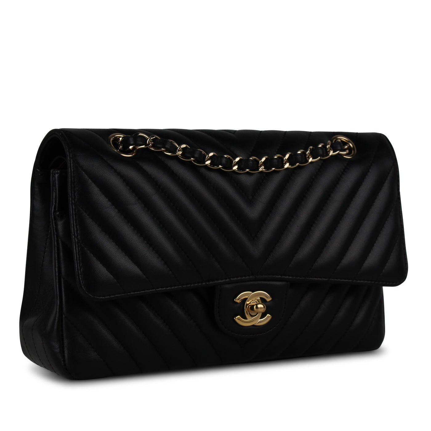 Chanel Classic Flap Lambskin Black Shoulder Bag Style 117