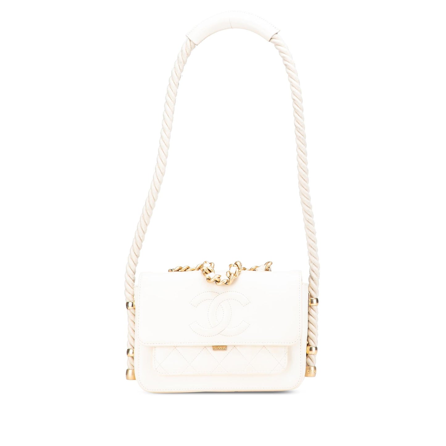 Chanel Gabrielle Calfskin White Shoulder Bag Calfskin