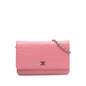 Chanel Embossed Lambskin Camellia Wallet On Chain