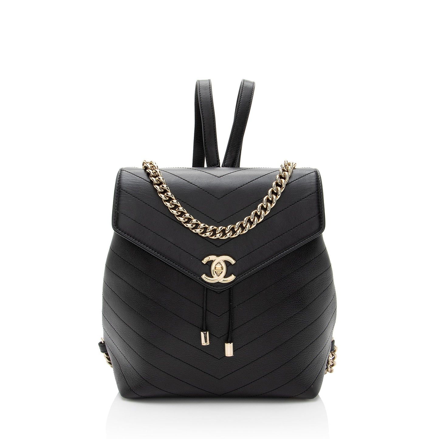 Chanel Chevron Grained Calfskin Cc Backpack