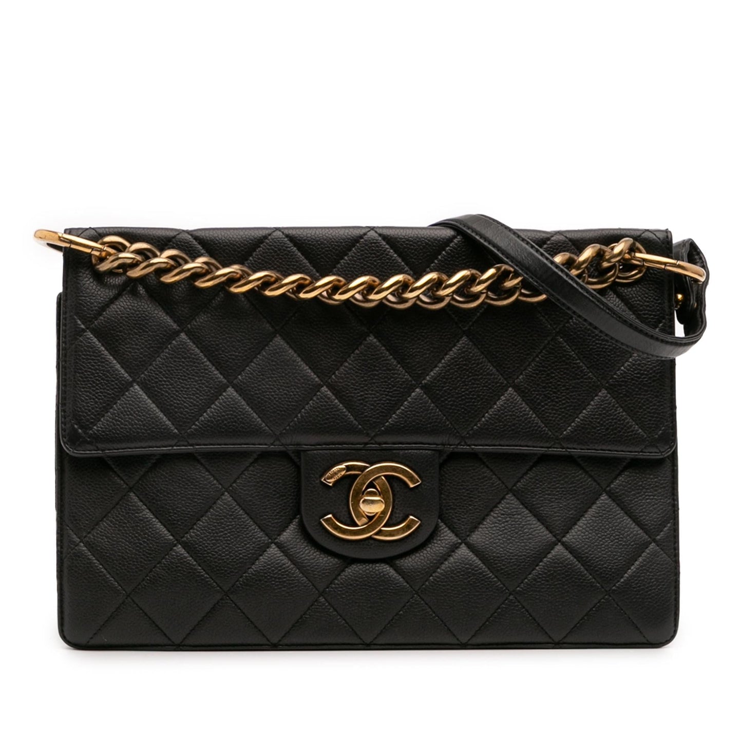 Chanel Jumbo Cc Quilted Caviar Chunky Chain Flap