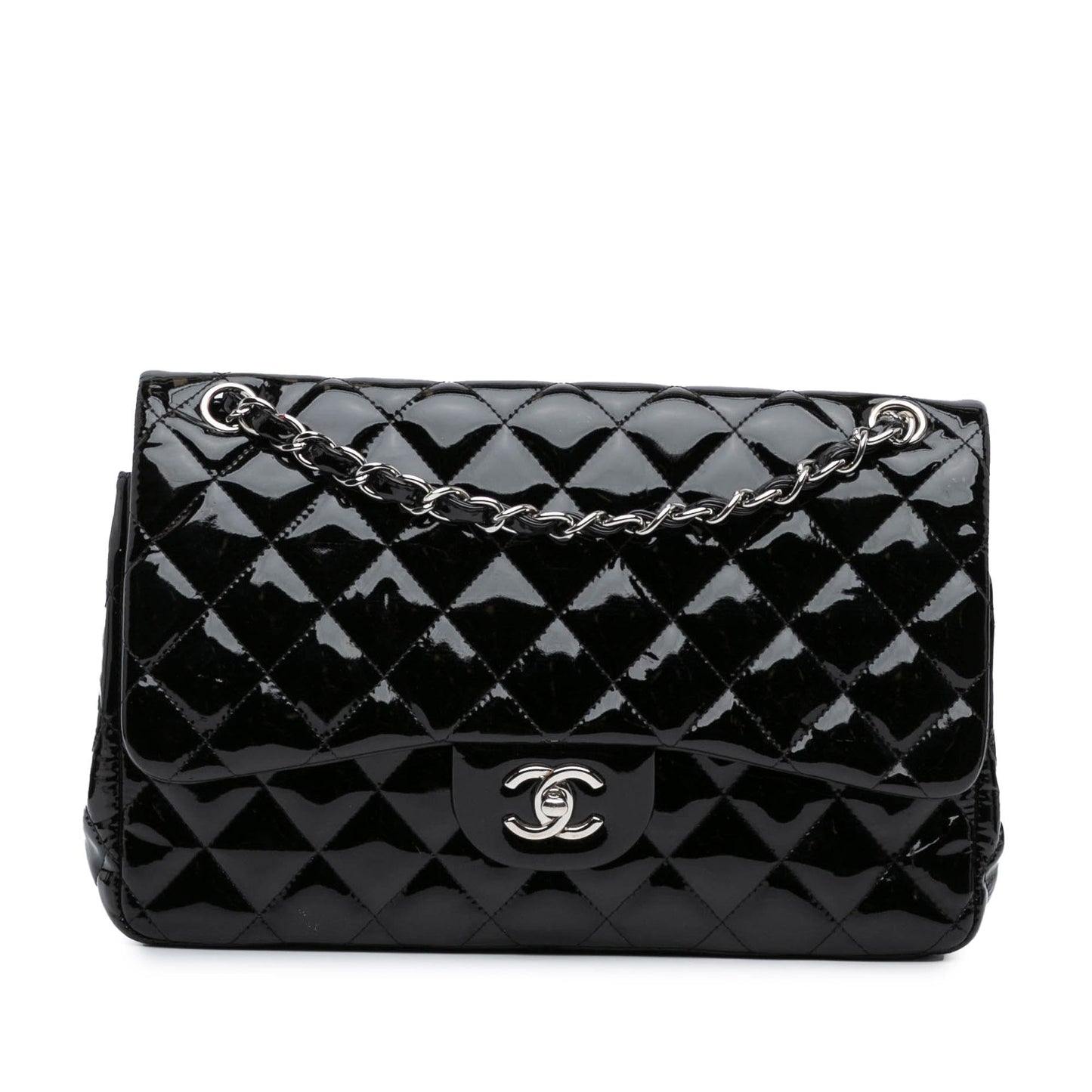 Chanel Gabrielle Patent Leather Black Shoulder Bag Style 10