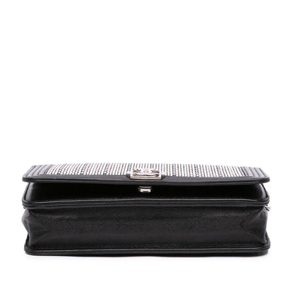 Chanel Lambskin Crystal Studded Boy Wallet On Chain