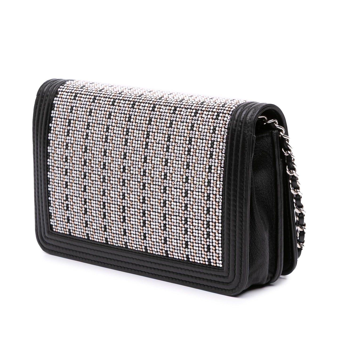 Chanel Lambskin Crystal Studded Boy Wallet On Chain