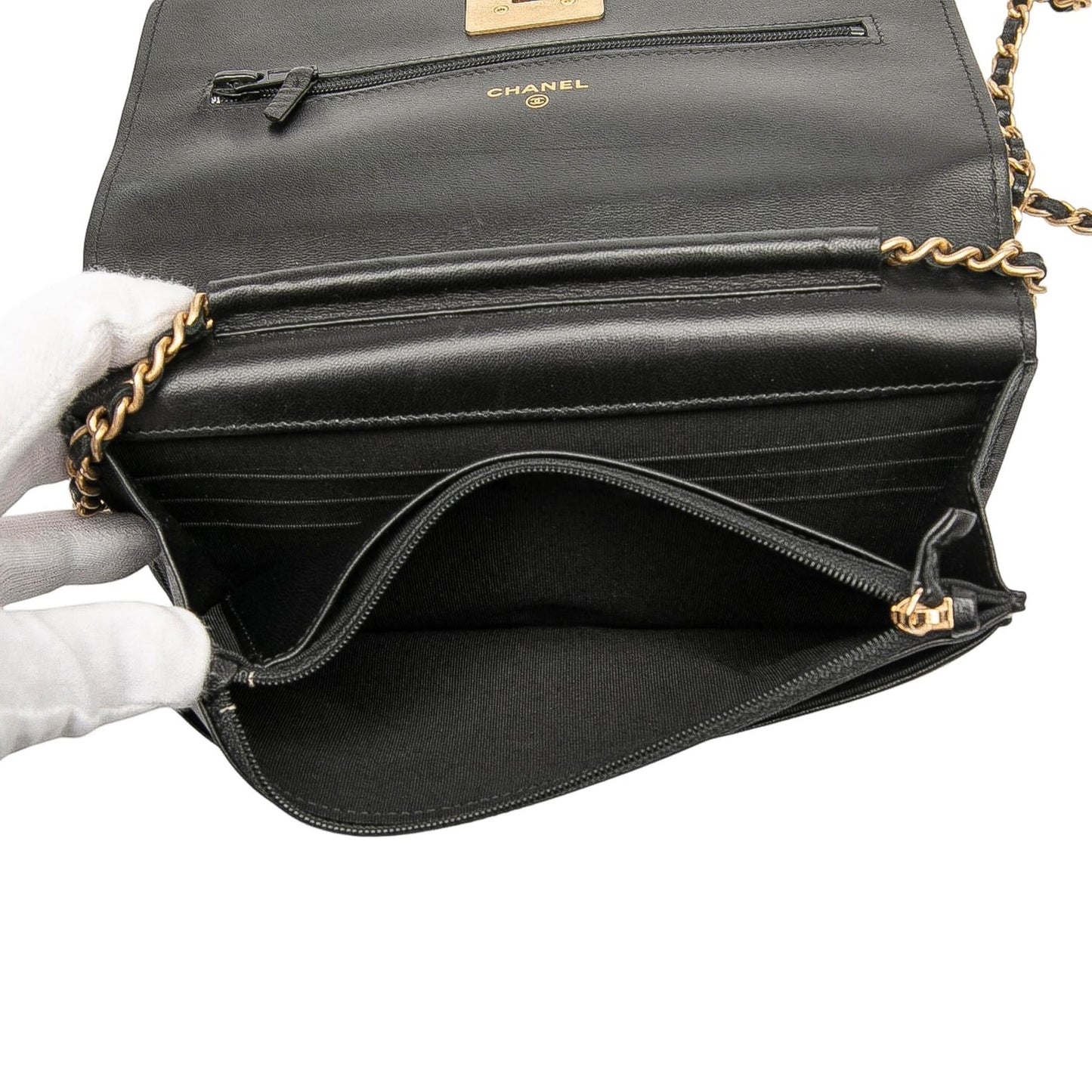 Chanel Lambskin Pyramid Wallet On Chain