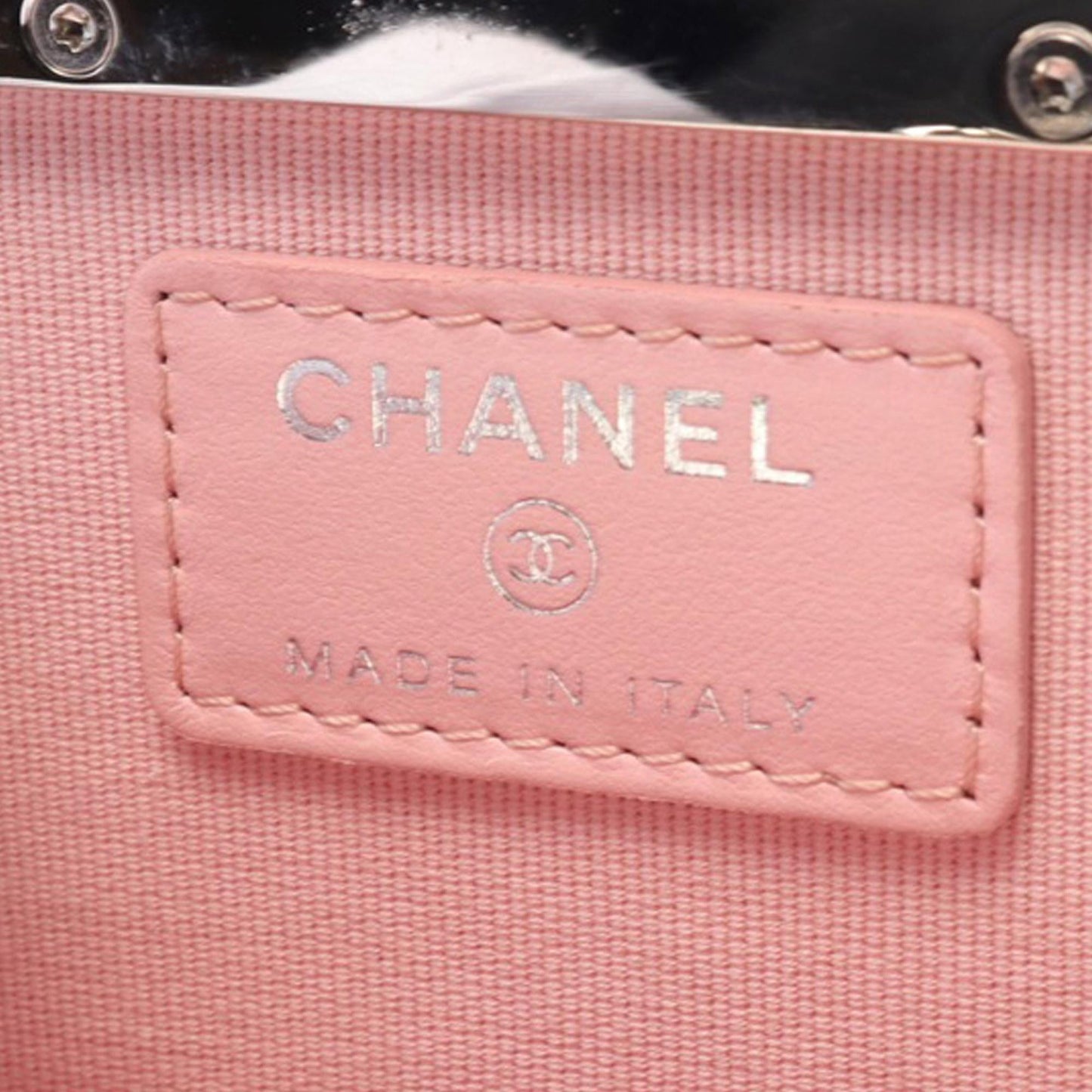 Chanel Lambskin And Acrylic Kiss Clutch With Chain