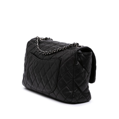 Chanel Large Quilted Caviar Now And Forever Flap