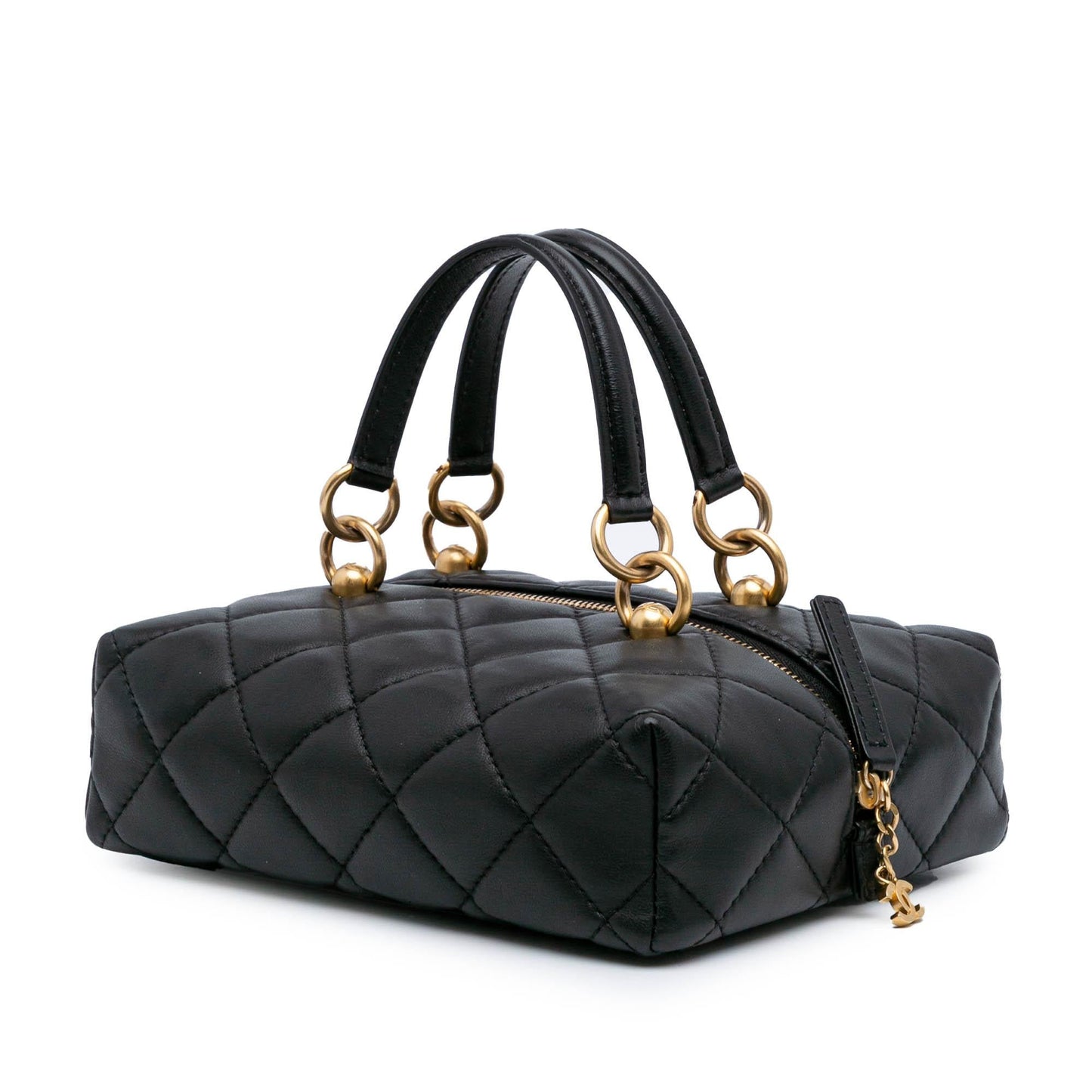 Chanel Métiers D'Art Cc Quilted Lambskin Box Top Handle Satchel