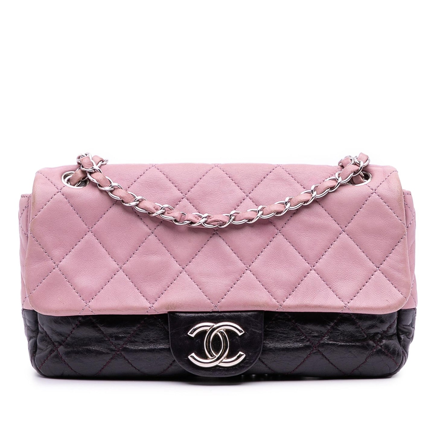 Chanel Medium Bicolor Lambskin And Calfskin Cc Chain Flap