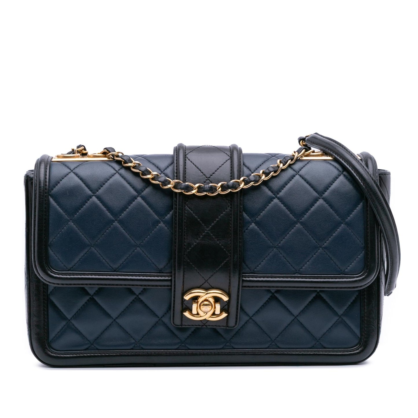 Chanel Medium Bicolor Quilted Lambskin Elegant Cc Flap