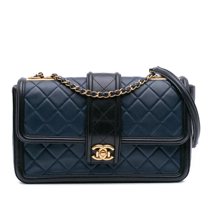 Chanel Medium Bicolor Quilted Lambskin Elegant Cc Flap