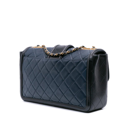 Chanel Medium Bicolor Quilted Lambskin Elegant Cc Flap