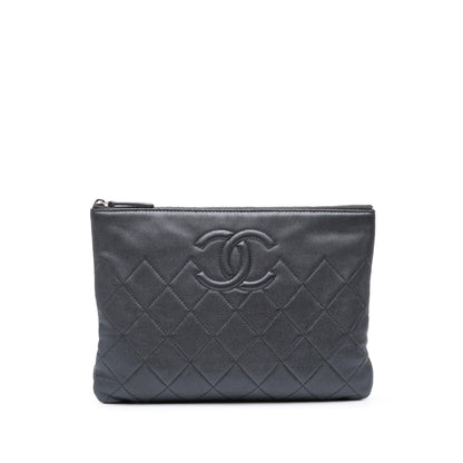 Chanel Medium Cc Quilted Caviar O Case Clutch