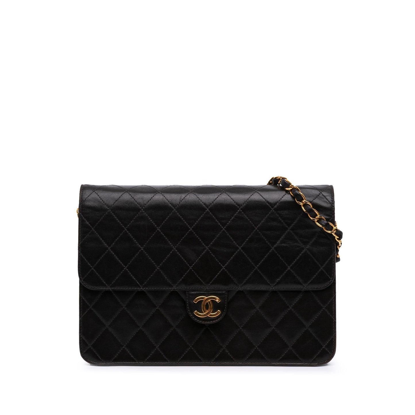 Chanel Medium Cc Quilted Lambskin Half Single Flap