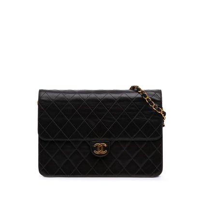 Chanel Medium Cc Quilted Lambskin Half Single Flap