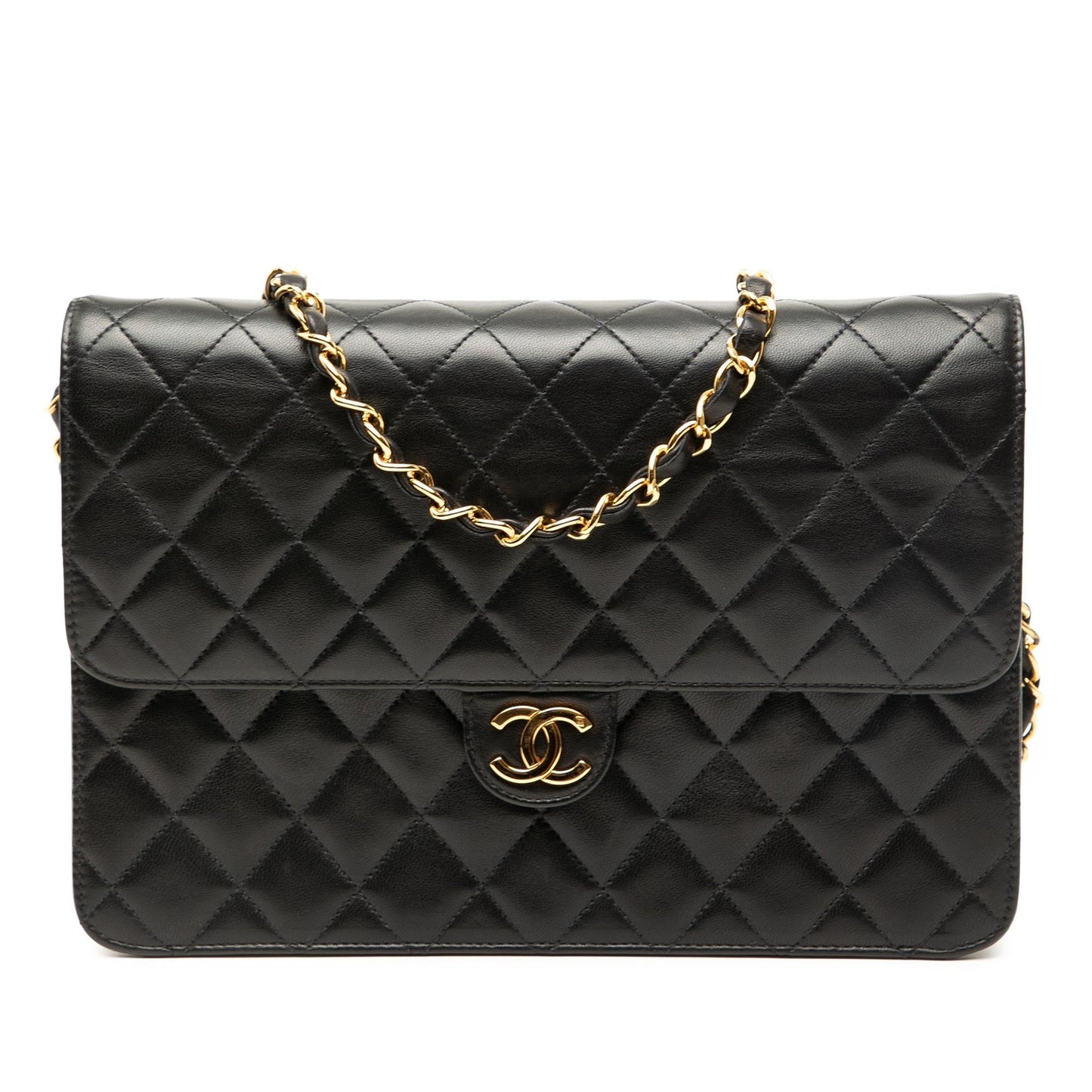 Chanel Medium Cc Quilted Lambskin Single Flap