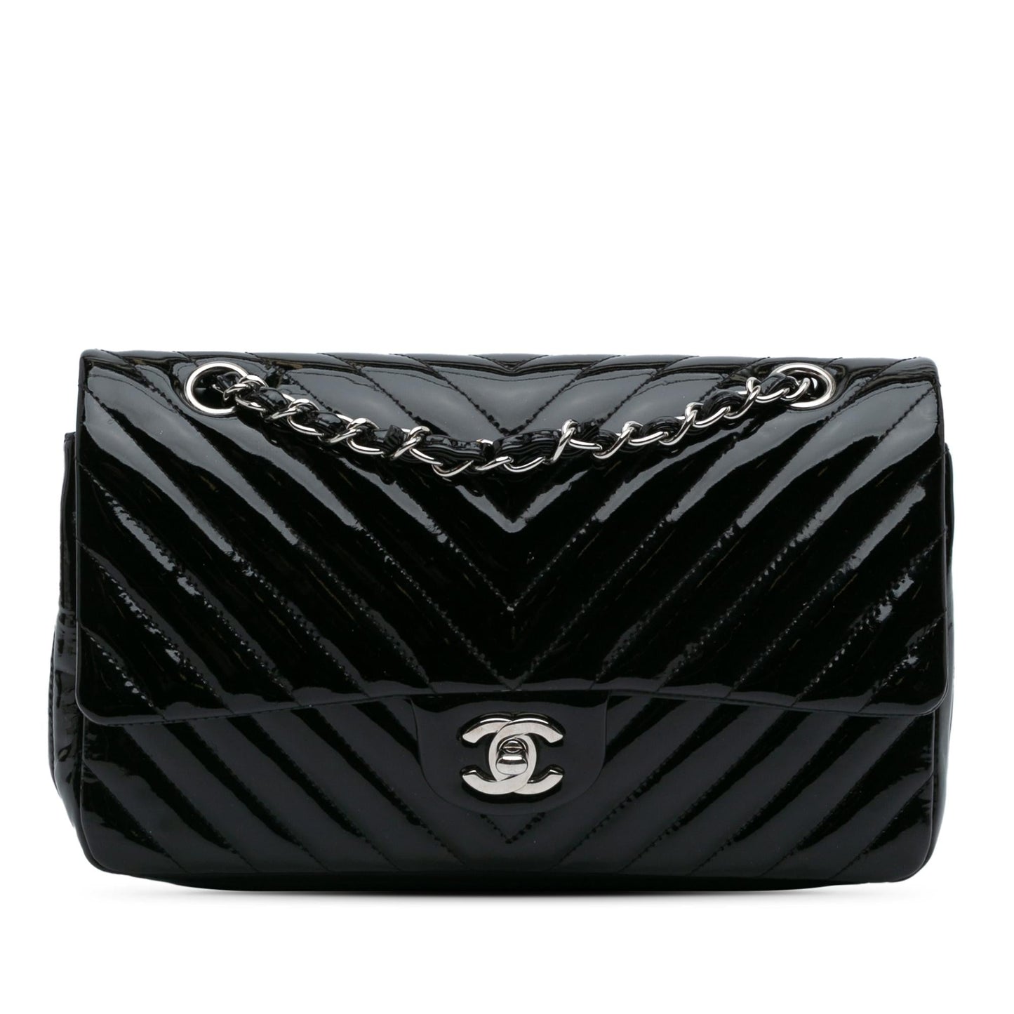 Chanel Gabrielle Patent Leather Black Shoulder Bag Style 22