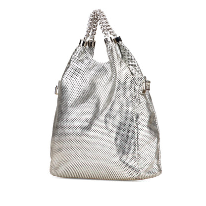 Chanel Medium Metallic Glazed Calfskin Perforated Rodeo Drive Satchel