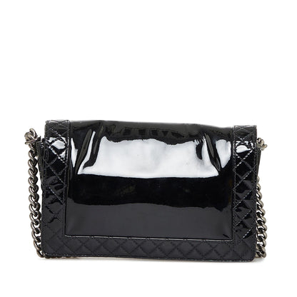 Chanel Boy Patent Leather Black Shoulder Bag