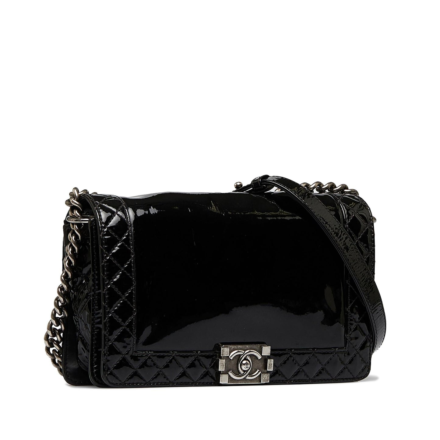 Chanel Boy Patent Leather Black Shoulder Bag