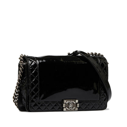 Chanel Boy Patent Leather Black Shoulder Bag