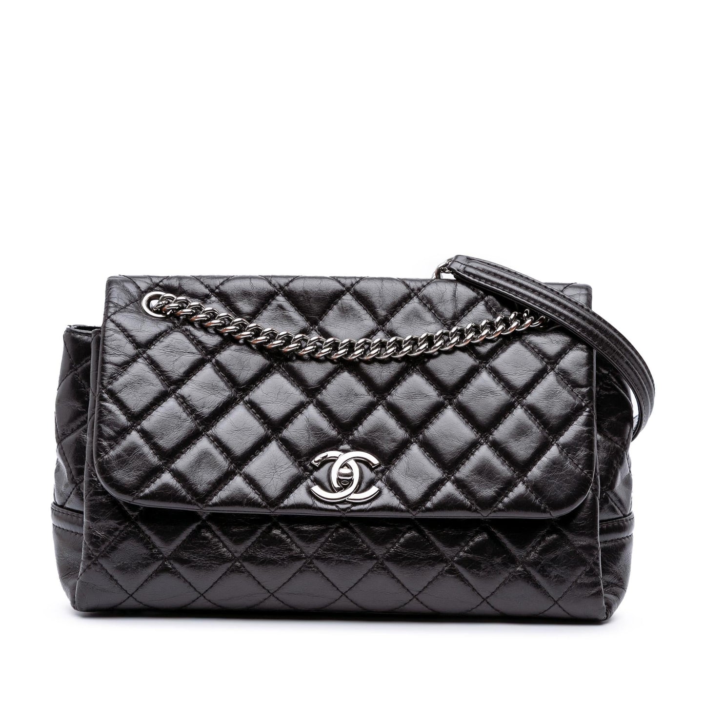 Chanel Medium Quilted Glazed Calfskin Pearly Flap