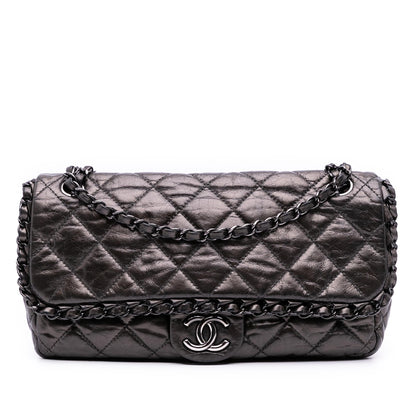 Chanel Gabrielle Calfskin Grey Shoulder Bag Calfskin