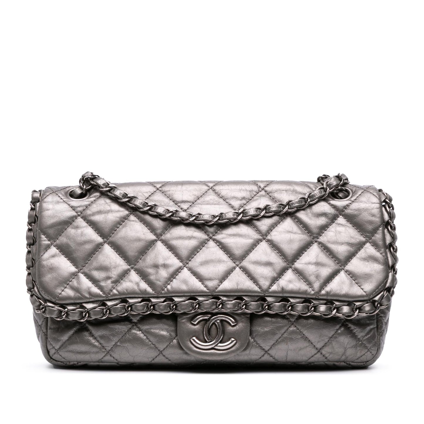 Chanel Gabrielle Calfskin Grey Shoulder Bag