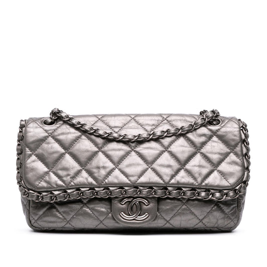 Chanel Gabrielle Calfskin Grey Shoulder Bag