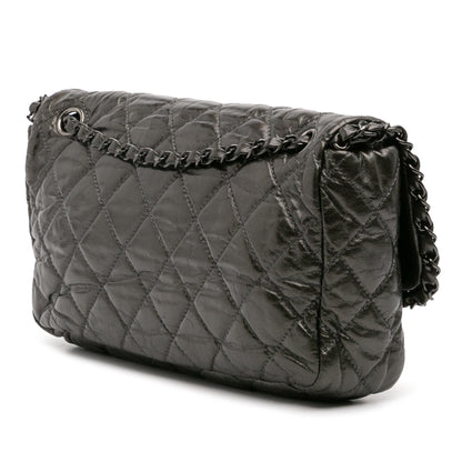 Chanel Medium Quilted Metallic Aged Calfskin Chain Me Flap