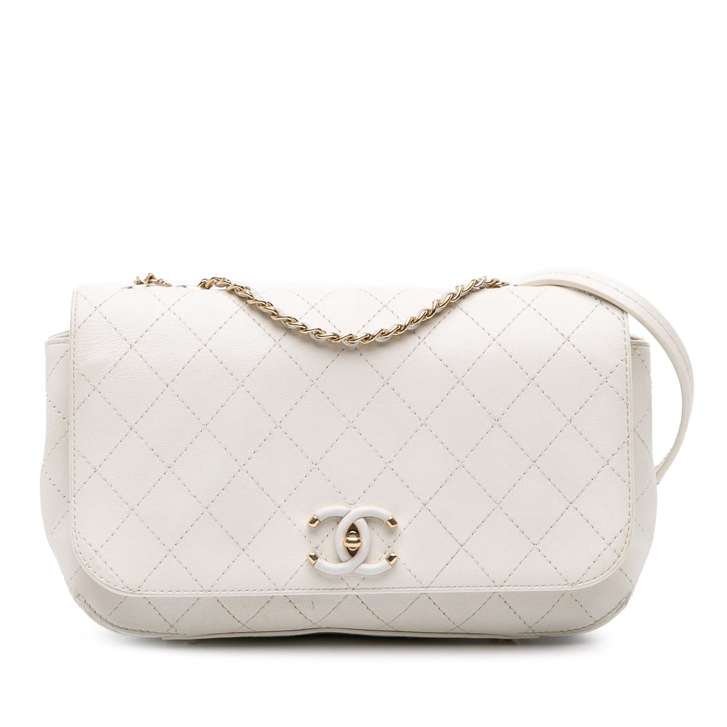 Chanel Medium Stitched Calfskin Covered Cc Flap