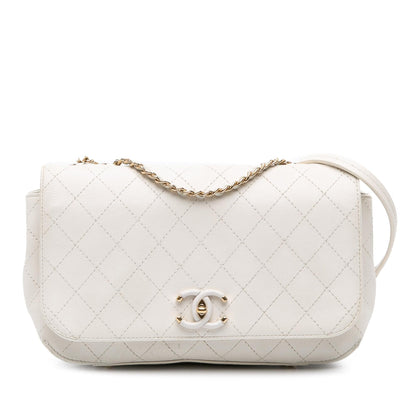 Chanel Medium Stitched Calfskin Covered Cc Flap