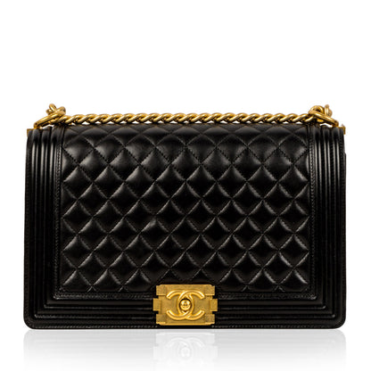 Chanel Boy Bag Lambskin Black Shoulder Bag Style 63